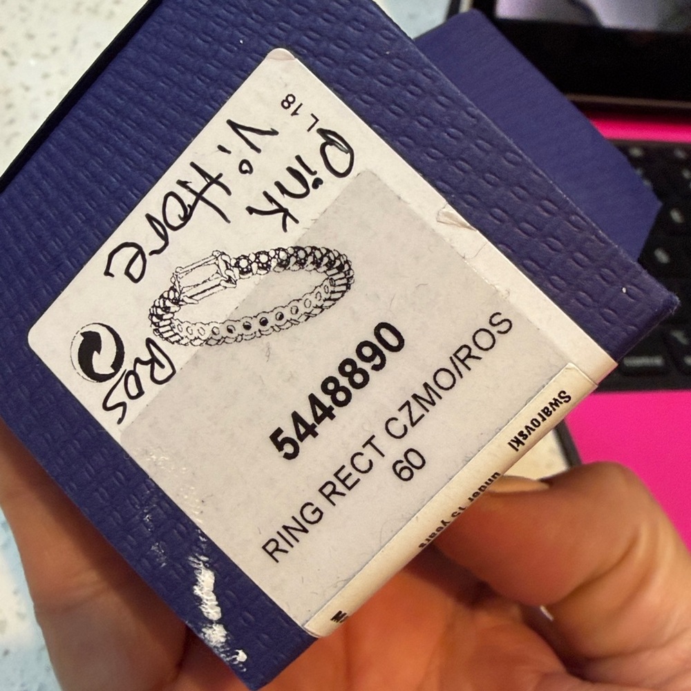 Swarovski Silver And Pink Rectangular Ring - image 2